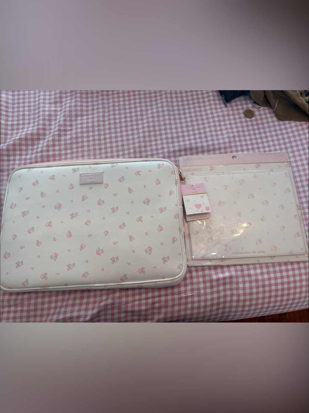 Love shack fancy Laptop sleeve cover mouse pad roses pink
